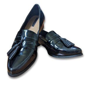 TAHARI | Women's Louisa Black Patent Leather Loafers with Tassels Size 8